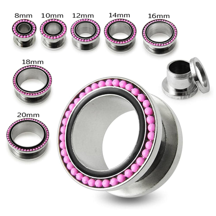 Pink Ball Edge Top Flesh Tunnel - Monster Piercing