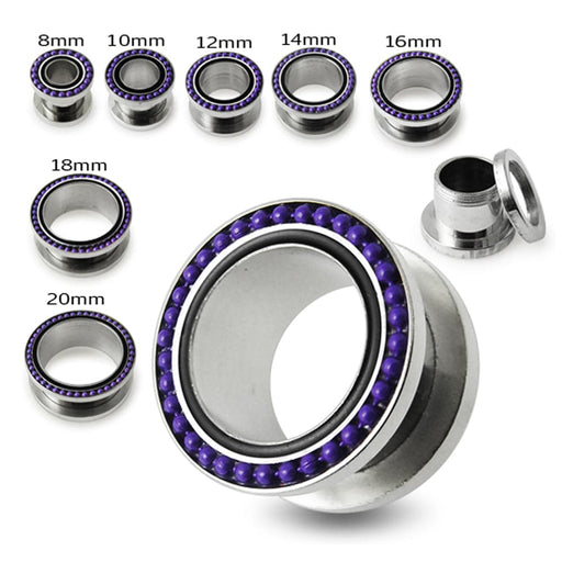 Dark Blue Ball Edge Top Flesh Tunnel - Monster Piercing