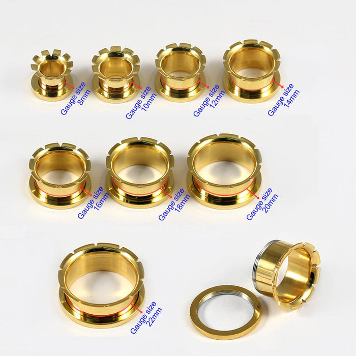 Gold Groove and Flare Flesh Tunnel - Monster Piercing