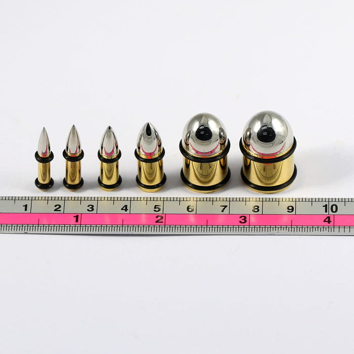 Gold Anodised Bullet Screw Flesh Tunnel - Monster Piercing