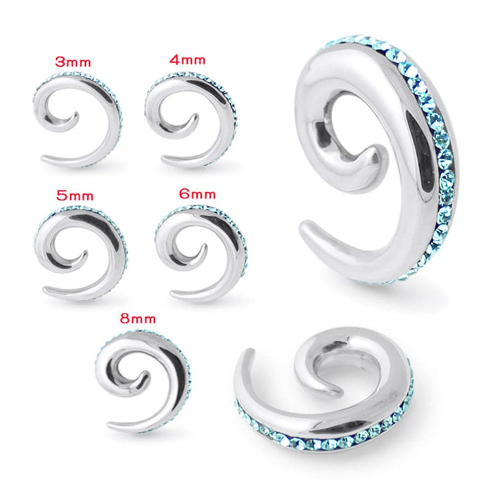 Aqua Jeweled Spiral Expander - Monster Piercing