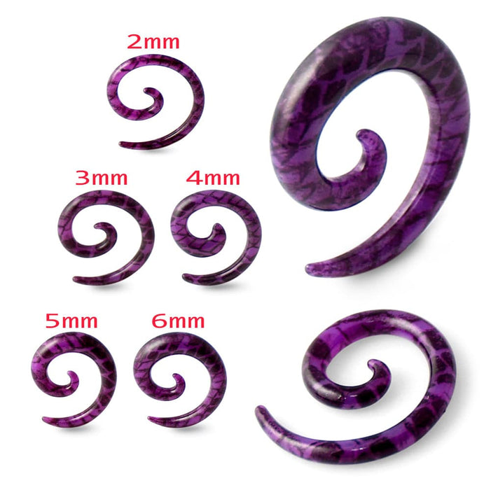 Purple Snake Skin Print Spiral Expander - Monster Piercing