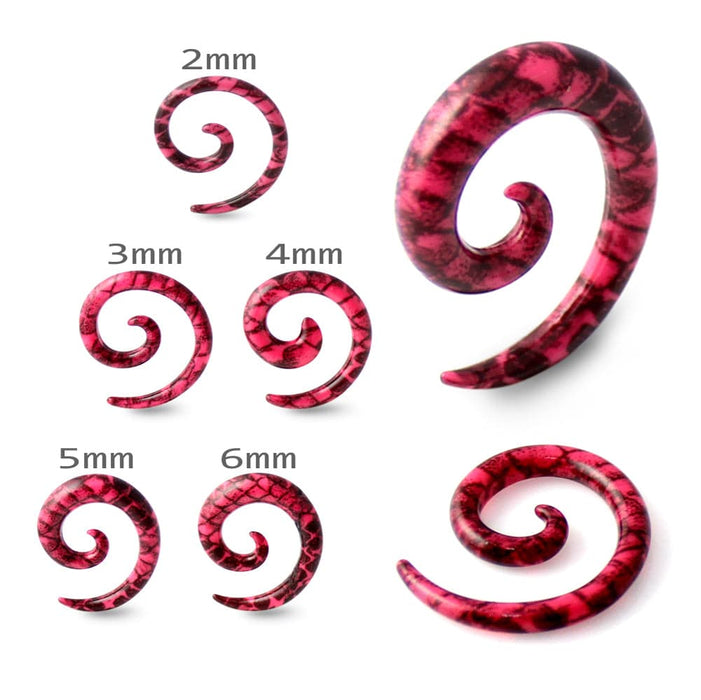 Pink Snake Skin Print Spiral Expander - Monster Piercing