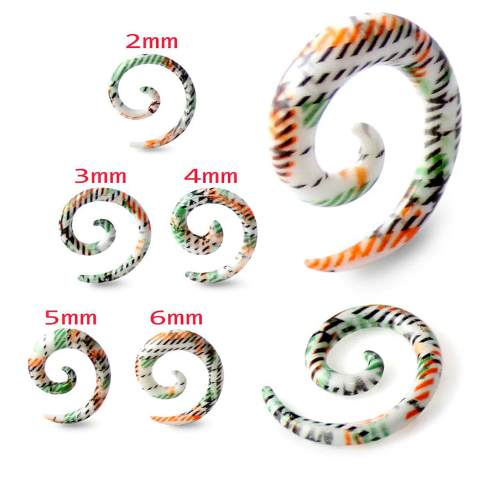 Multi Colour Stripe Spiral Expander - Monster Piercing