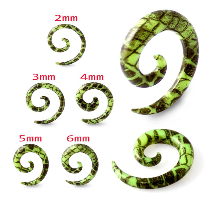 Green Print Spiral Expander - Monster Piercing