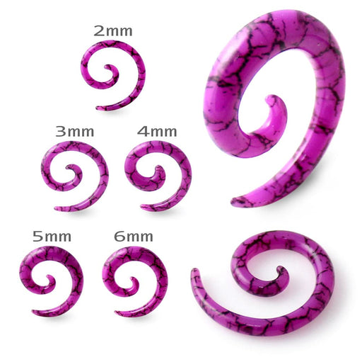 Purple Marble Spiral Expander - Monster Piercing