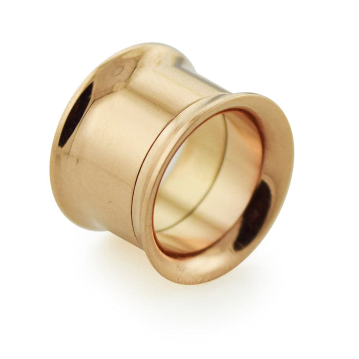 Rose Gold Plated Internal Screw Fit Ear Flesh Tunnel - Monster Piercing