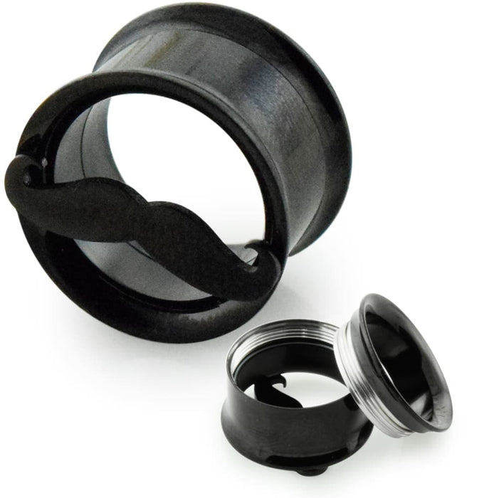 Mustache Plate Internal Screw Fit Ear Flesh Tunnel - Monster Piercing