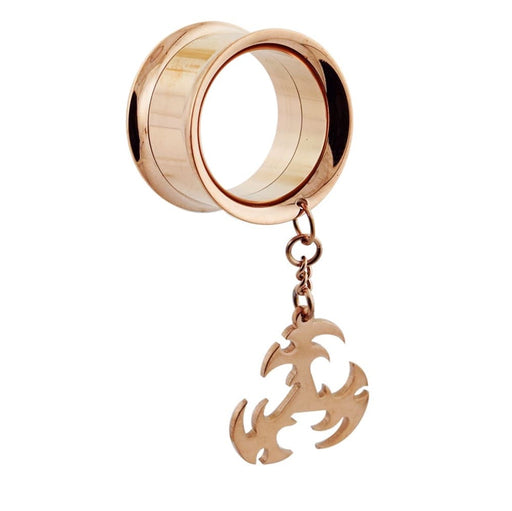 Rose Gold PVD Plated Dangling Castings Ear Flesh Tunnel - Monster Piercing