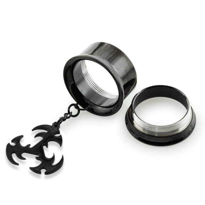 Black PVD Plated Dangling Castings Ear Flesh Tunnel - Monster Piercing