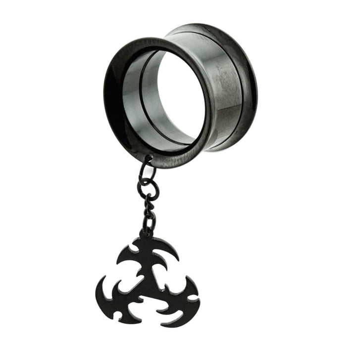 Black PVD Plated Dangling Castings Ear Flesh Tunnel - Monster Piercing