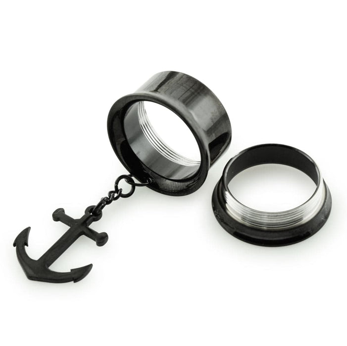 Black PVD Plated Dangling Castings Ear Flesh Tunnel - Monster Piercing