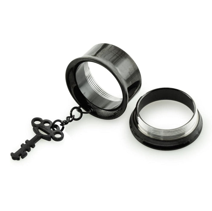 Black PVD Plated Dangling Castings Ear Flesh Tunnel - Monster Piercing