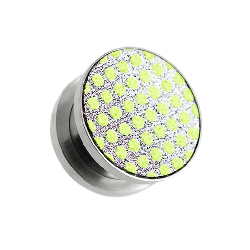 Light Green Polka Dots on Glitter Flesh Tunnels - Monster Piercing