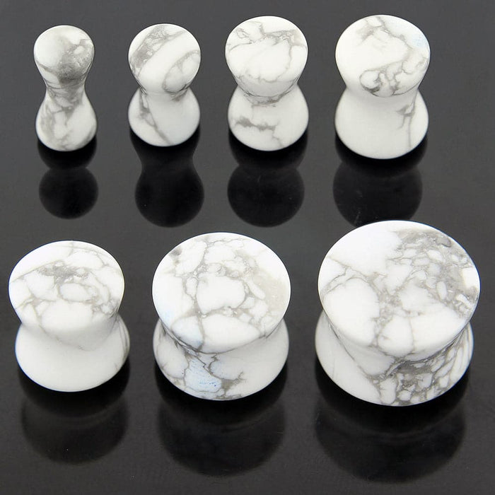 Synthetic Howlite Stone Saddle Ear plug Gauges - Monster Piercing