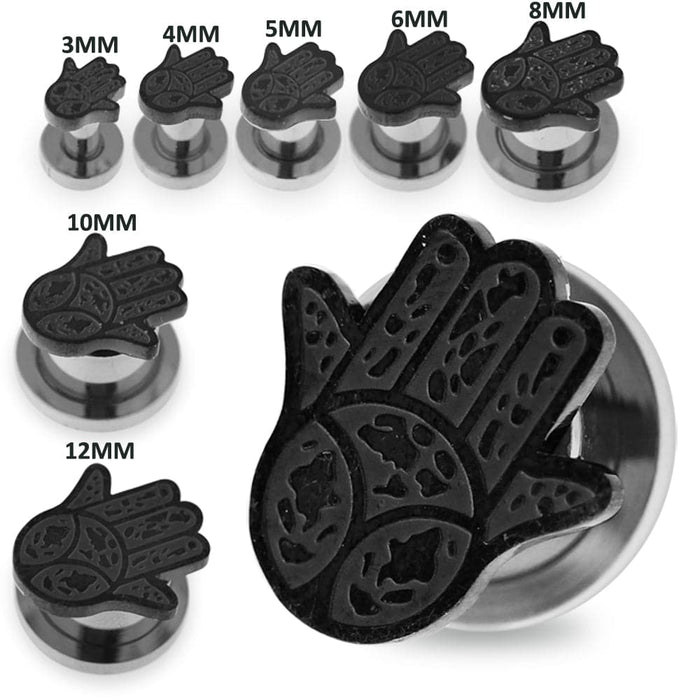 PVD Black Hamsa Flesh Tunnel - Monster Piercing