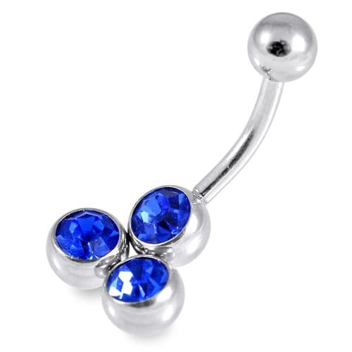 Tri Stone 316L Surgical Steel Belly Ring - Monster Piercing