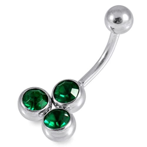 Tri Stone 316L Surgical Steel Belly Ring - Monster Piercing