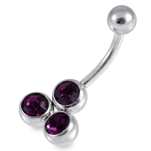 Tri Stone 316L Surgical Steel Belly Ring - Monster Piercing