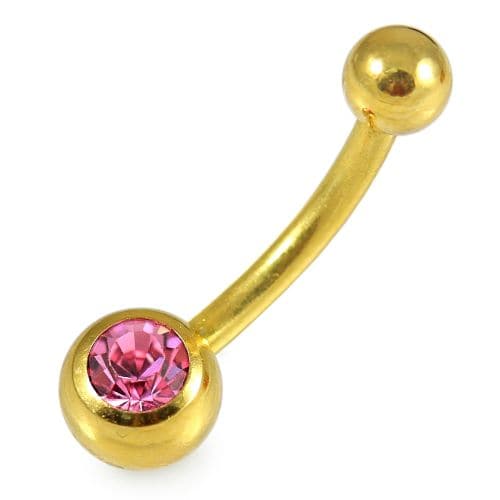 Single Stone Anodised Surgical Steel Belly Ring - Monster Piercing