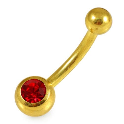 Single Stone Anodised Surgical Steel Belly Ring - Monster Piercing