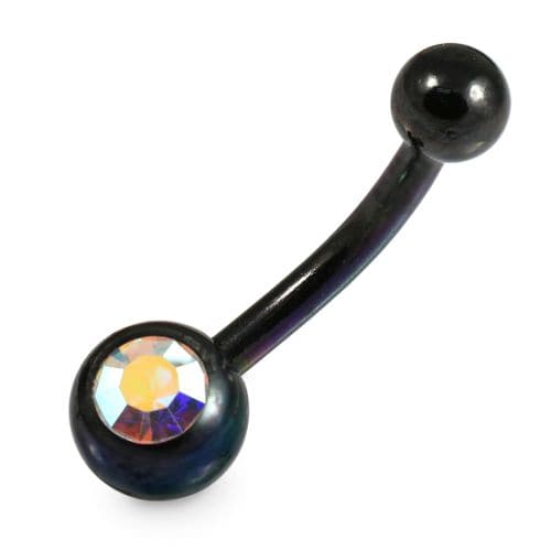 Single Stone Anodised Surgical Steel Belly Ring - Monster Piercing