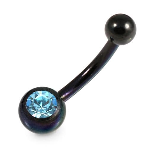 Single Stone Anodised Surgical Steel Belly Ring - Monster Piercing