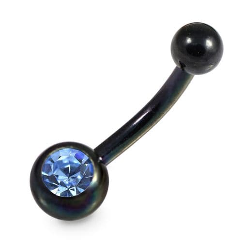 Single Stone Anodised Surgical Steel Belly Ring - Monster Piercing