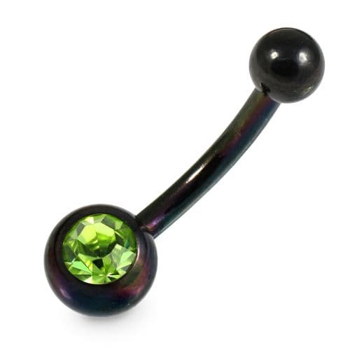 Single Stone Anodised Surgical Steel Belly Ring - Monster Piercing