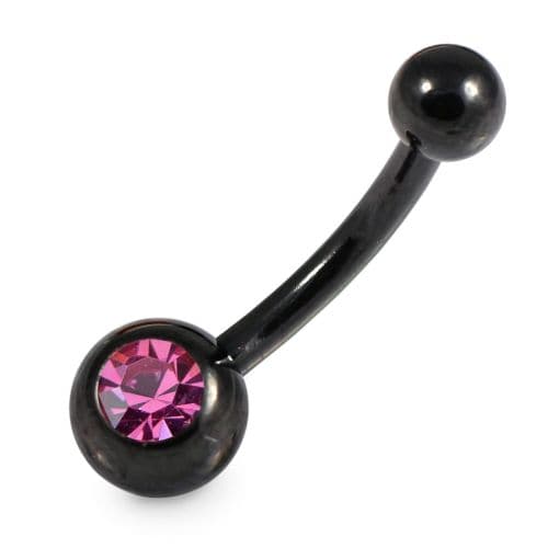 Single Stone Anodised Surgical Steel Belly Ring - Monster Piercing