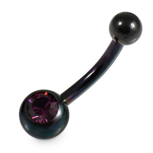 Single Stone Anodised Surgical Steel Belly Ring - Monster Piercing