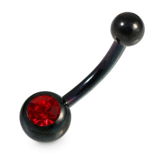 Single Stone Anodised Surgical Steel Belly Ring - Monster Piercing