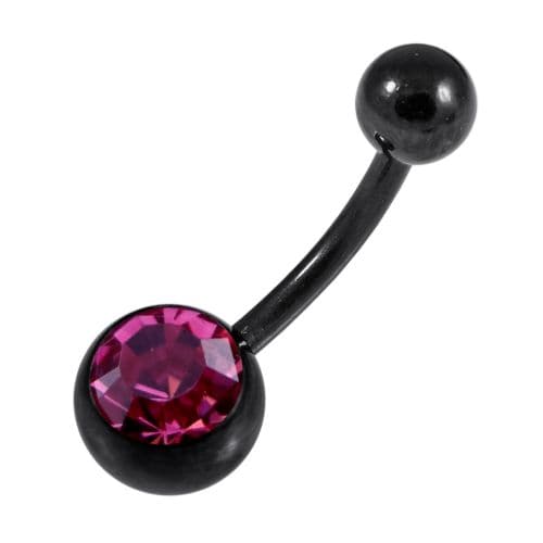 Single Jewelled Steel PVD Black Belly Banana - Monster Piercing