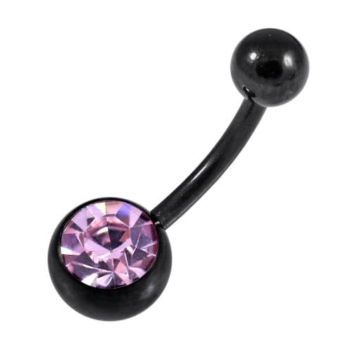 Single Jewelled Steel PVD Black Belly Banana - Monster Piercing