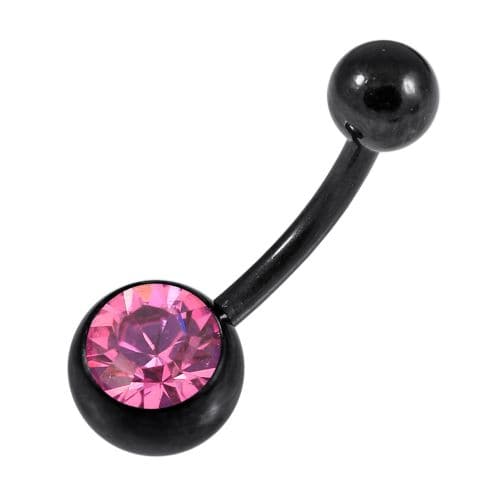 Single Jewelled Steel PVD Black Belly Banana - Monster Piercing