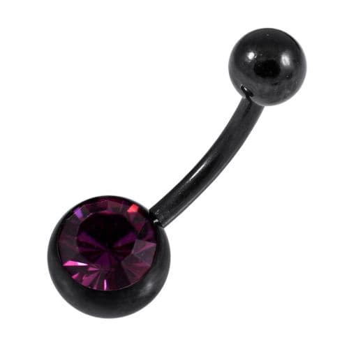 Single Jewelled Steel PVD Black Belly Banana - Monster Piercing