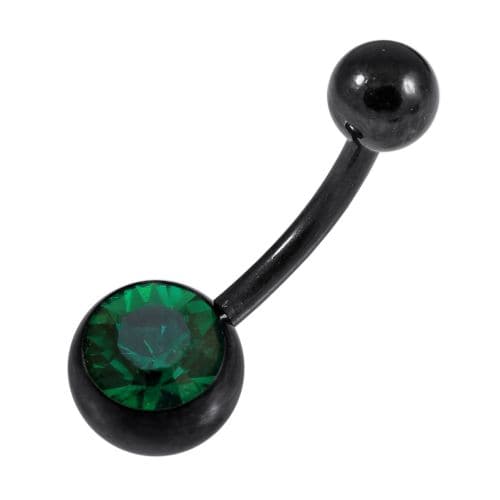 Single Jewelled Steel PVD Black Belly Banana - Monster Piercing