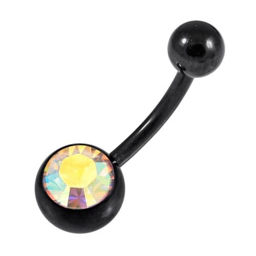 Single Jewelled Steel PVD Black Belly Banana - Monster Piercing