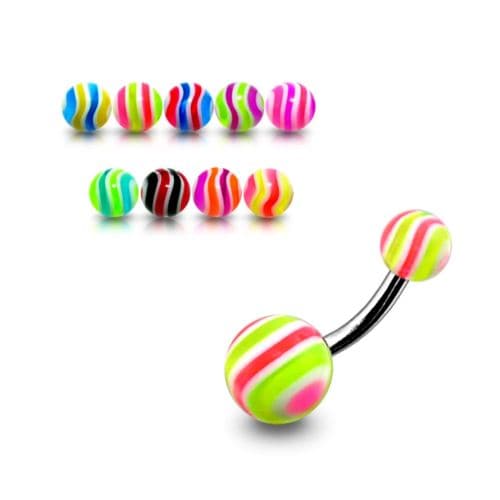 Steel Belly Banana with Wavy Stripes UV Balls (Pack of 10) - Monster Piercing