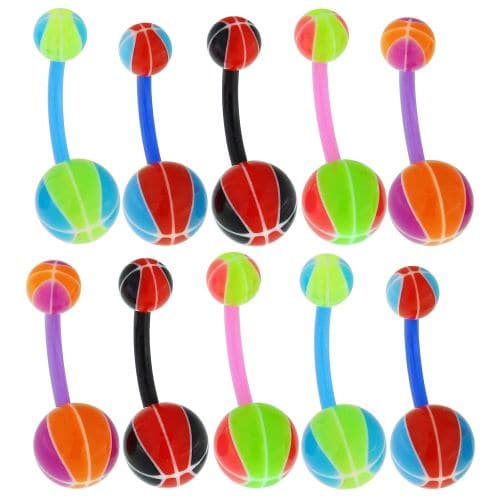 UV Belly Banana with Trendy Basketball UV Balls (Pack of 10) - Monster Piercing