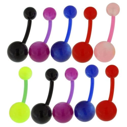 UV Belly Banana with Plain Neon UV Balls (Pack of 10) - Monster Piercing