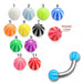 Steel Curved Bar with Beachball UV Ball (Pack of 10) - Monster Piercing