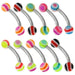 Steel Curved Bar with Wavy Stripes UV Ball (Pack of 10) - Monster Piercing