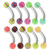 Steel Curved Bar with Coloured Mountain-Top UV Ball (Pack of 10) - Monster Piercing