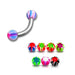 Steel Curved Bar with Trippy Stripes UV Ball (Pack of 10) - Monster Piercing