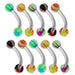 Steel Curved Bar with Trippy Stripes UV Ball (Pack of 10) - Monster Piercing