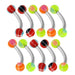 Steel Curved Bar with Neon Basketball UV Ball (Pack of 10) - Monster Piercing