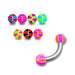 Steel Curved Bar with Neon UV Basketball (Pack of 10) - Monster Piercing