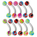 Steel Curved Bar with Neon UV Basketball (Pack of 10) - Monster Piercing