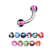 Steel Curved Bar with Coloured Marble UV Ball (Pack of 10) - Monster Piercing